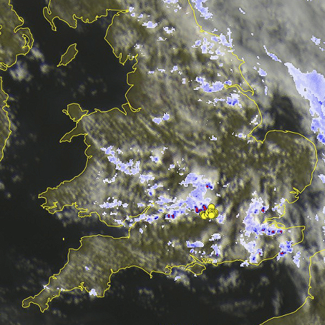 Satellite image illustrating position of sferics