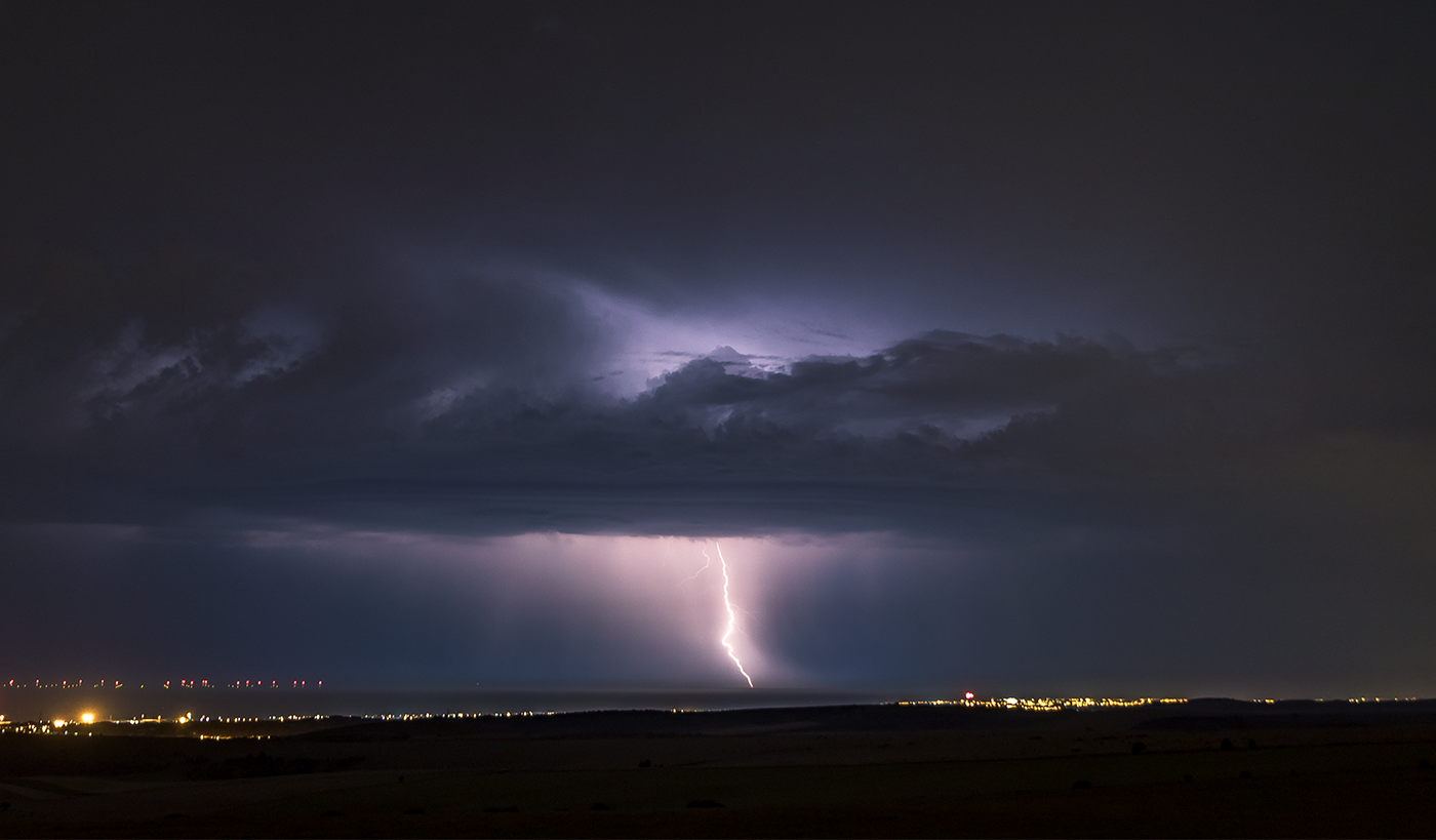 Lightning strike off the coast of Brighton in England highlighting the double exposure effect of long exposure storm photography