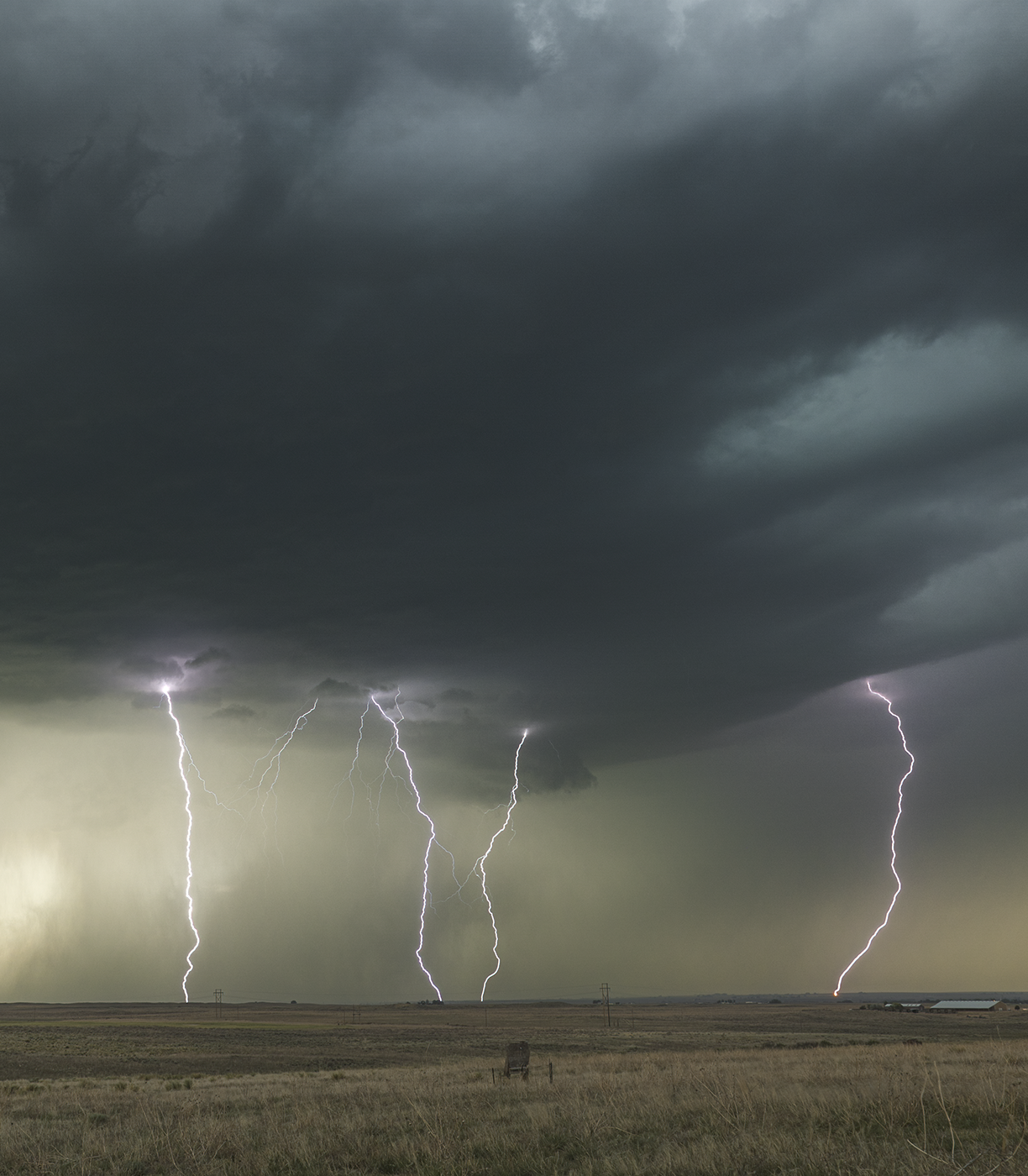 A barrage of lightning bolts from a Colorado supercell storm.